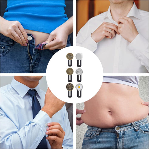 Tyqour 12Pcs Button Extenders for Jeans No Sewing Pant Waist Extender Adjustable Waistband Extenders Jean Button Extender for Loose Jeans for Men ...