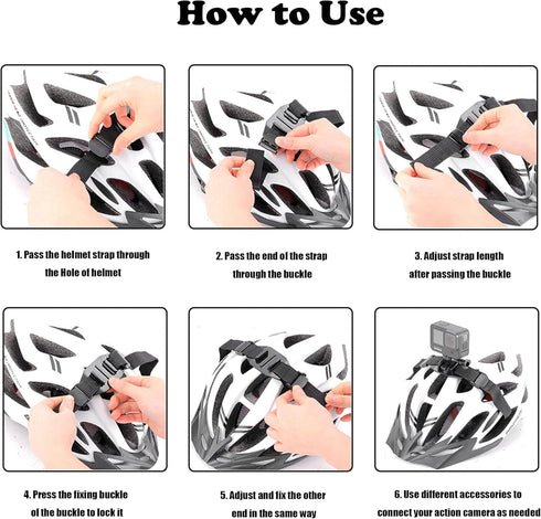 Vented Helmet Strap Mount, Adjustable Bike Helmet Strap Head Belt Holder Compatible with Insta360 One X2 X R, Gopro Hero Series, DJI OSMO Action C...