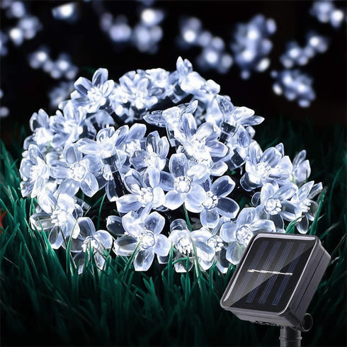 Outdoor Solar Flower String Lights Waterproof 50 LED Fairy Light Decorations for Christmas Tree Garden Patio Fence Yard Spring (Cool White)...