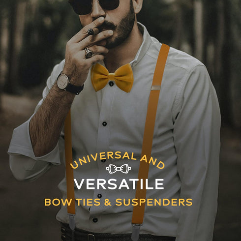 Bow Tie and Suspenders for Men, Adjustable Derby Wedding Gatsby Costume Mens Bow Ties and Suspenders Bowtie Bretelles for Men...