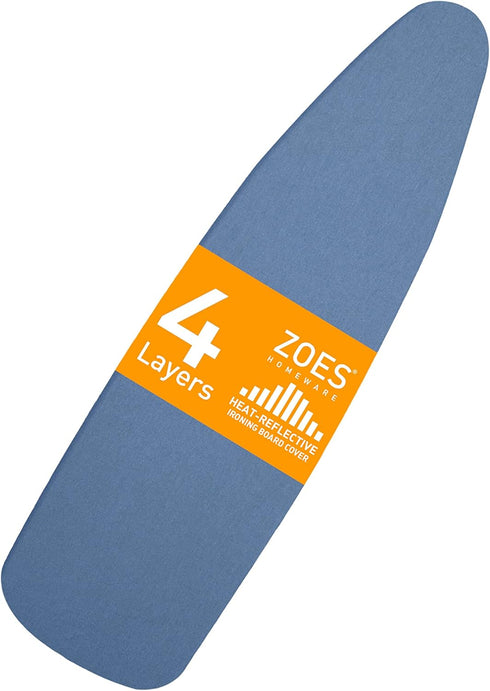 Ironing Board Cover and Pad | 100% Cotton Cover with Padding Standard Size with Aluminum Coating | Heat-Reflective Ironing Board with Elastic Edge...
