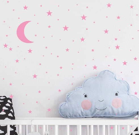 Moon and Stars Wall Decal Vinyl Sticker for Kids Boy Girls Baby Room Decoration Good Night Nursery Wall Decor Home House Bedroom Design YMX16 (Sof...