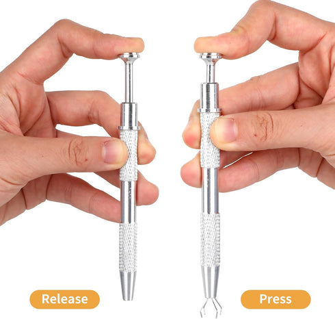 3Pcs Grabber Tool Holder Set Jeweler's Pick Up Sprinkle Pen Piercing Ball with Prongs Diamond Claw Jewelry Tweezers 4 Claw Precision Stainless Ste...