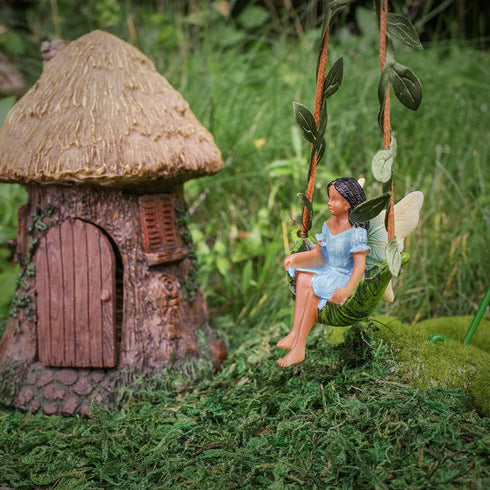 TG,LLC Treasure Gurus Ivy Vine Tree Swing Dark Hair Fairy Girl Mini Figurine Garden Decor Dollhouse Supply...