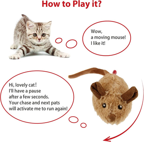 Gigwi Interactive Cat Toy Mouse, Moving Automatic Cat Toys Mice Electronic with Furry Tail, Automatic Squeaky Cat Toys for Kitten Indoor/Outdoor E...