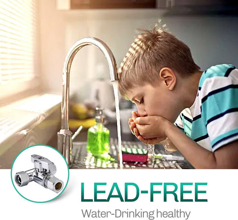 Lead-Free Brass 1Pcs Chrome-Plated Add-A-Tee 3-Way,3/8 Inch x 3/8 Inch x 3/8 Inch Angle Stop Valve For Reverse Osmosis Water Filters,Ice Maker,Ref...