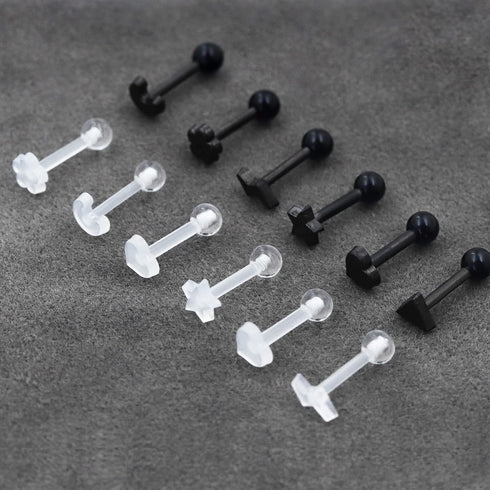 24Pcs Plastic Earrings For Sensitive Ears Silicone Medical Clear Tragus Cartilage Daith Studs Retainers 16G...