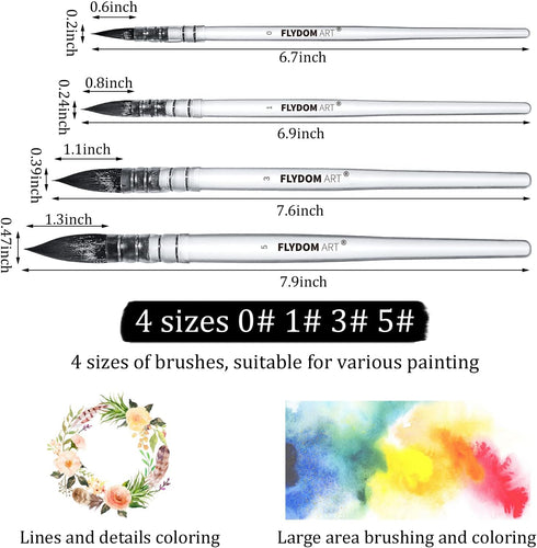 Watercolor Paint Brushes Set,Watercolor Brush, Soft Synthetic Hair, Pointed Round Mop Brush for Watercolor, Acrylic, Gouache, Aquarelle & Oil Pain...