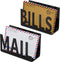 2 Pack Black Desk Mail Bill Organizer Mail Countertop Holder Hollow Mail Sorter Letter Holder Decorative Bill and Mail Holder Desk Vertical Envelo...