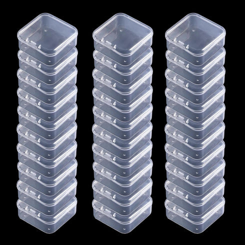 30pcs Square Transparent Jewelry Container, Plastic Makeup Bead Packaging Storage Box, Mini Clear Empty Case with Lid for Crafts, Jewelry, Hardwar...