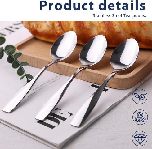 HANSGO 20PCS Stainless Steel Teaspoons, 5.8 Inch Dinner Spoons Dessert Spoons for Home Restaurant Kitchen...