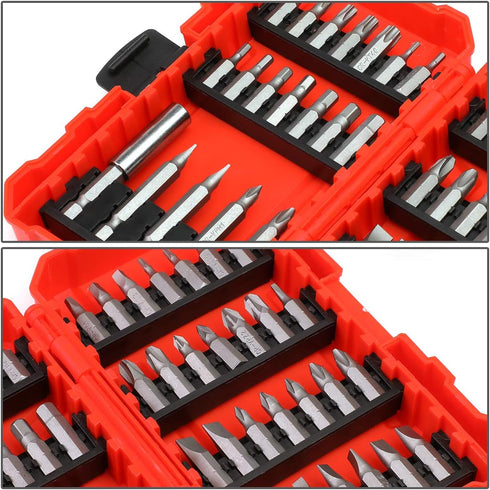 DNA Motoring TOOLS-00080 47 Piece CRV Magnetic Bit Holder & Set, 60mm Extension Bar Bit Set with Durable Case, 1 Kit, Red...