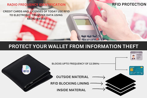 Halsey Unisex Adults Slim Leather RFID Protected Leather Wallet | Handcrafted Ultra Strong Stitching | Card Slots | Transparent ID Window | Multi-...