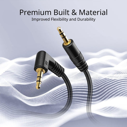 TNP Audio Cable 3.5mm Right Angle (15FT) Male to Male Gold Plated AUX Auxiliary Headset Jack Adapter TRS Cord for Bose Sony Headphones Cord Replac...