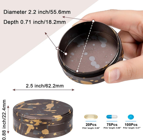 Pill Case for Purse & Pocket - Metal Daily Pill Box for Travel, Portable Waterproof Pill Organizer Single Medicine Container Holder for Vitamins, ...