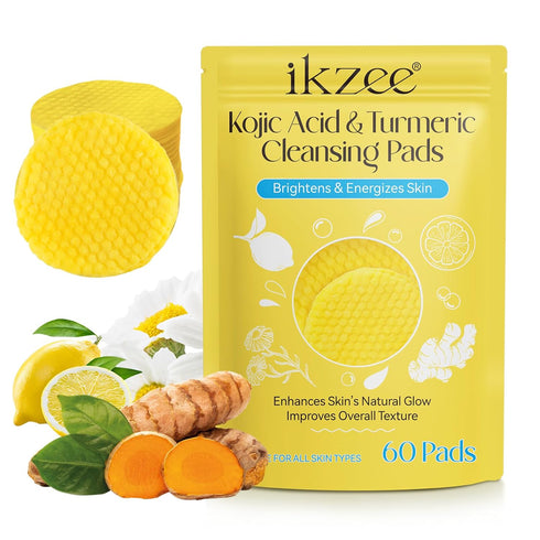 Kojic Acid Cleansing Pads,Kojic Acid and Turmeric Cleansing Pads for face,Turmeric Kojic Acid Lemon Chamomile Pads with Natural Ingredients,All Sk...