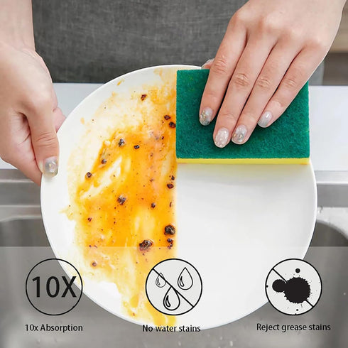 Scrub Sponges Kitchen 32 Count, Non-Scratch Scrub Dish Sponges, Heavy Duty Scrub Sponges for Cleaning, Effortlessly Clean your Stovetop, Sinks, St...
