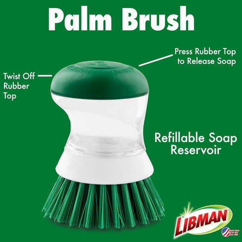 Libman Bottle & Dish Brush Kit | Cleaning Brushes for Kitchen Use | Straw Brush | Scrub Brushes for Dishes | Big Job Kitchen Brush | Palm Scrub Br...