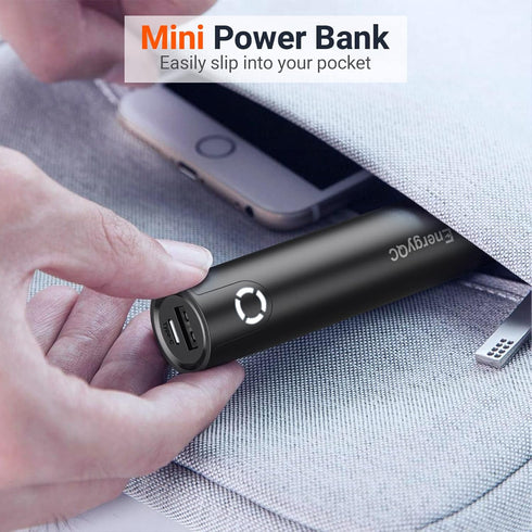 EnergyQC Fast Charging Portable Charger 5000mAh,External Battery Power Bank with 5V/2.4A Output and USB-C Input(Recharge Only), Battery Pack Compa...