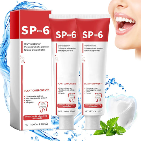 Sp-6 Ultra Whitening Toothpaste, Upgrade - 2PCS Sp6 Probiotic Brightening Toothpaste, Fresh Breath, Deep Cleaning & Care 120g...