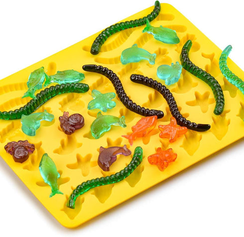 Gummy Bear Mold Candy Molds - Chocolate Molds Including Bears, Frogs, Lions, Monkeys, Penguins, Worms, Starfishs, Dolphins, Octopus, Sharks Sea Mo...