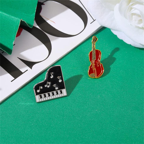4pcs Guitar Violin Enamel Pins Cute Brooches Concert Metal Enamel Pins For Women Kids Friends for Clothes Hat Backpacks Jackets Shirt Decoration...