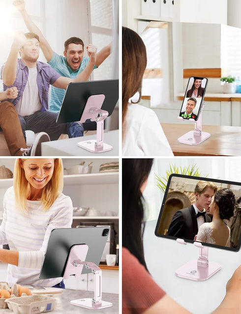 OCYCLONE Cell Phone Stand, Angle Height Adjustable iPhone Stand for Desk, Cell Phone Holder iPad Tablet Stand Compatible with iPhone 15 14 13 11 1...