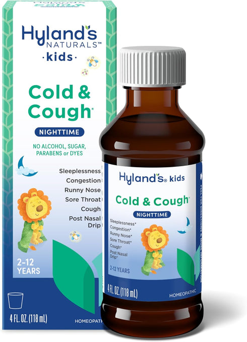 Hyland's Kids Cold and Cough, Nighttime Cough Syrup Medicine for Kids Ages 2 and up, Decongestant, Sore Throat relief and Sleeplessness, Relief of...