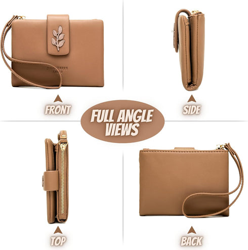 Small Bifold Wristlet Wallet for Women – Handmade, RFID Blocking Wallet Case with Credit Card Sleeves, Cash & Coin Storage Compartments – Mini Pur...