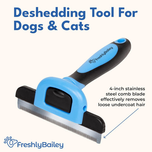 Deshedding Brush For Short Haired Dogs & Cats - Cat and Dog Brush For Shedding Short Hair - Highly Effective Deshedder Grooming Comb...
