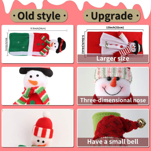 Aytai 4pcs Christmas Fridge Handle Covers Snowman Refrigerator Door Handle Cover Kitchen Appliance for Christmas Decorations