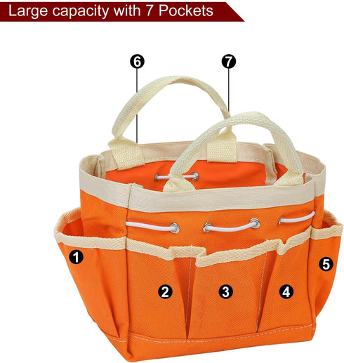 Garden Tool Bag 7.5" x 4" x 5" Large Oxford Waterproof with Pockets Garden Tote Bag Gardening Plant Tool Organizer Storage Carrier Store for Outdo...