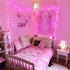 JMEXSUSS 4 Pack 50 LED Pink Fairy Lights Battery Operated, 16.1ft Christmas Fairy Lights Indoor Outdoor Waterproof, Pink String Lights for Bedroom...