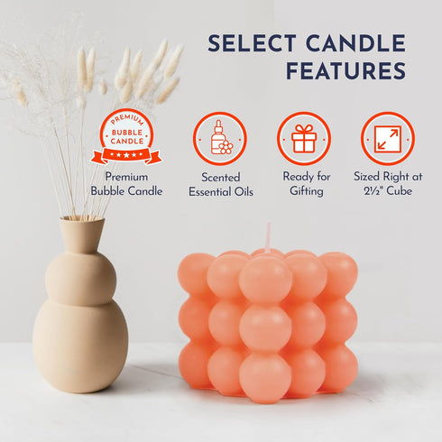 Loftern Pink(Rose) and Blush(Vanilla) Scented Bubble Candle Set of 2 - Handmade, Natural Soy Wax Based, Uniquely Aesthetic Shaped Candles - Decora...