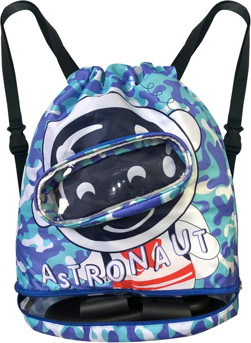 Astronaut Drawstring Swim Bags for Swimmers Lightweight Pool Gear Bag Beach Backpack for Women Men Gym Swimming Camping Hiking Shopping Dance Trav...