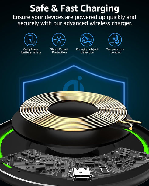 TOZO 2024 Upgraded W1 Wireless Charger 15W Max Fast Wireless Charging Pad Compatible with iPhone 15/15 Plus/15 Pro Max/14/13/SE/12 Series, Samsung...