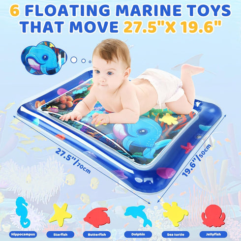 Inflatable Tummy Time Mat - Baby Water Mat, Baby Toys for 3 to 24 Months, Premium Baby Play Mat Tummy Time Toys, Promote Development Infant Toys B...