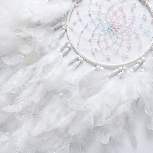 Dremisland White Feathers Dream Catcher Wall Hanging Elegant Wall Art Room Decoration for Windows Balcony Bedroom Wedding Party Gift for Girls and...