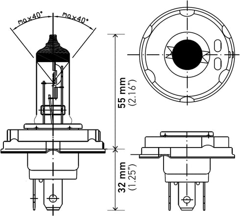 HELLA H4 P45TTB Standard Halogen Bulbs, 12 V, 60/55W...