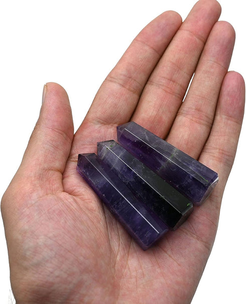 Amazing Gemstone Set of 3 Amethyst, Rose Quartz, Black Tourmaline Crystal Towers - Natural Healing Crystal Point Obelisk for Reiki Healing and Cry...