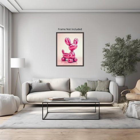 Posterizer 1 pcs-shiny metallic balloon animal-dog-pink cute art 5-Kids Room Art-Art for Animal Lovers-Decor for nursery toddlers kids room- unfra...