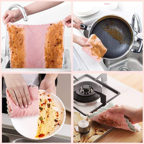 10-Pack Microfiber Cleaning Cloth Dish Towels, Double-Sided Dish Drying Towels?Reusable Household Cleaning Cloths for House Furniture Table Kitche...