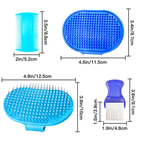 4 Pieces Rabbit Grooming Kit Including Rabbit Hair Remover, Rabbit Grooming Brush, Steel Comb and Double-Sided Pet Comb ,Suitable for Bunny & Guin...