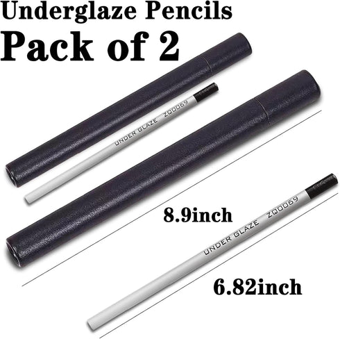 Underglaze Pencils for Pottery, Pack of 2 (Black),Underglaze Pencils for Pottery,Underglaze PencilBlack,Glaze Pencil Decorating Under Glaze Cerami...