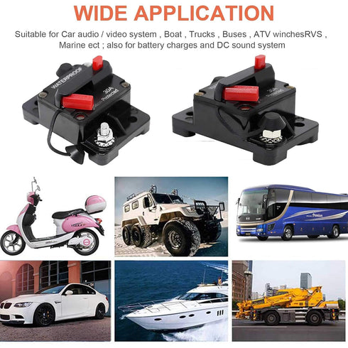 50 Amp Circuit Breaker with Manual Reset for Car Marine Trolling Motors Boat ATV Manual Power Protect for Audio System Fuse, 12V-48VDC, Waterproof...