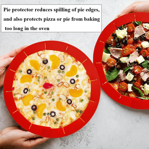 Adjustable Pie Crust Shields Baking Protectors, Silicone Cover Ring Fits 8-11.4 Inch Pies, Baking Pie Pizza Crust Shield Protector Cover for Edges...