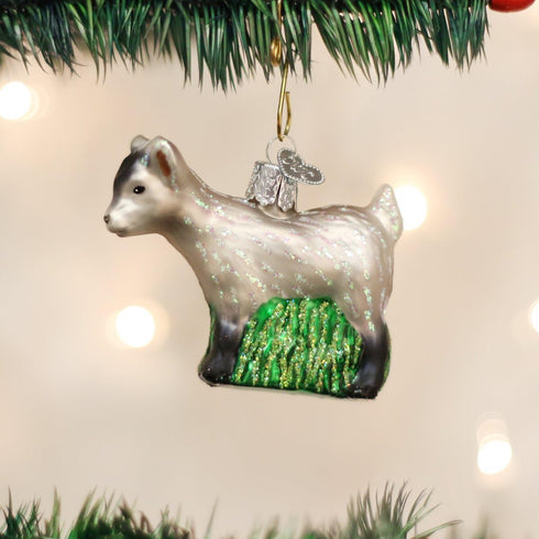 Old World Christmas Ornaments Farm Animals Glass Blown Ornaments for Christmas Tree, Pygmy Goat...