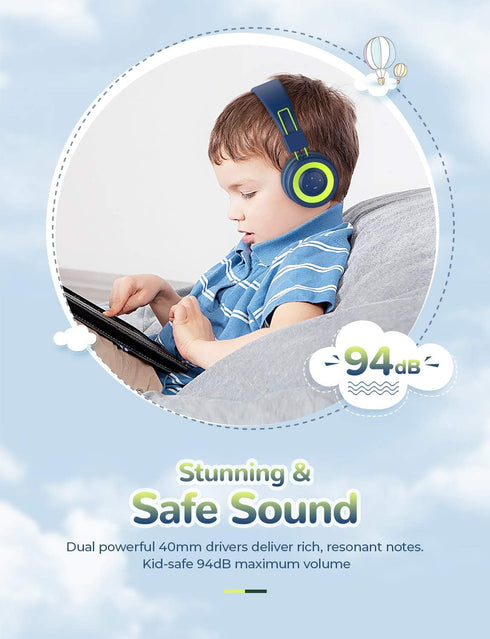 iClever BTH02 Kids Headphones, Kids Wireless Headphones with MIC, 22H Playtime, Bluetooth 5.0 & Stereo Sound, Foldable, Adjustable Headband, Child...
