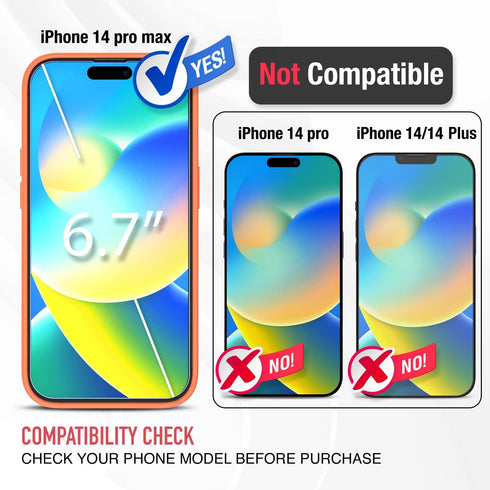 Trianium [6 in 1 Designed for iPhone 14 Pro Max Case Silicone (Orange), with 3 Pack Screen Protector + 2 Pack Camera Lens Protector, Bundle Protec...