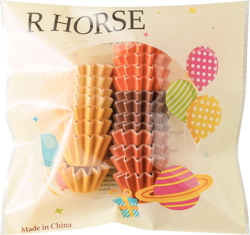 R HORSE 200Pcs Fall Mini Cupcake Liners Baking Cups, Thanksgiving Grease-resistant Mini Size Cupcake Cups for Baking, Heavy Duty Paper Muffin Baki...